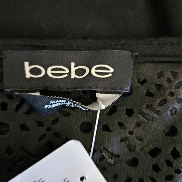 NEW Bebe Black Laser Cut Open Back Sleeveless Bling Maxi Dress Y2K ccasion - Picture 10 of 15